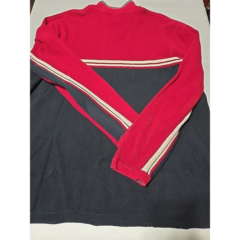 Eddie Bauer‎ Red Black Men's XL 1/4 Zip Pullower Sweater