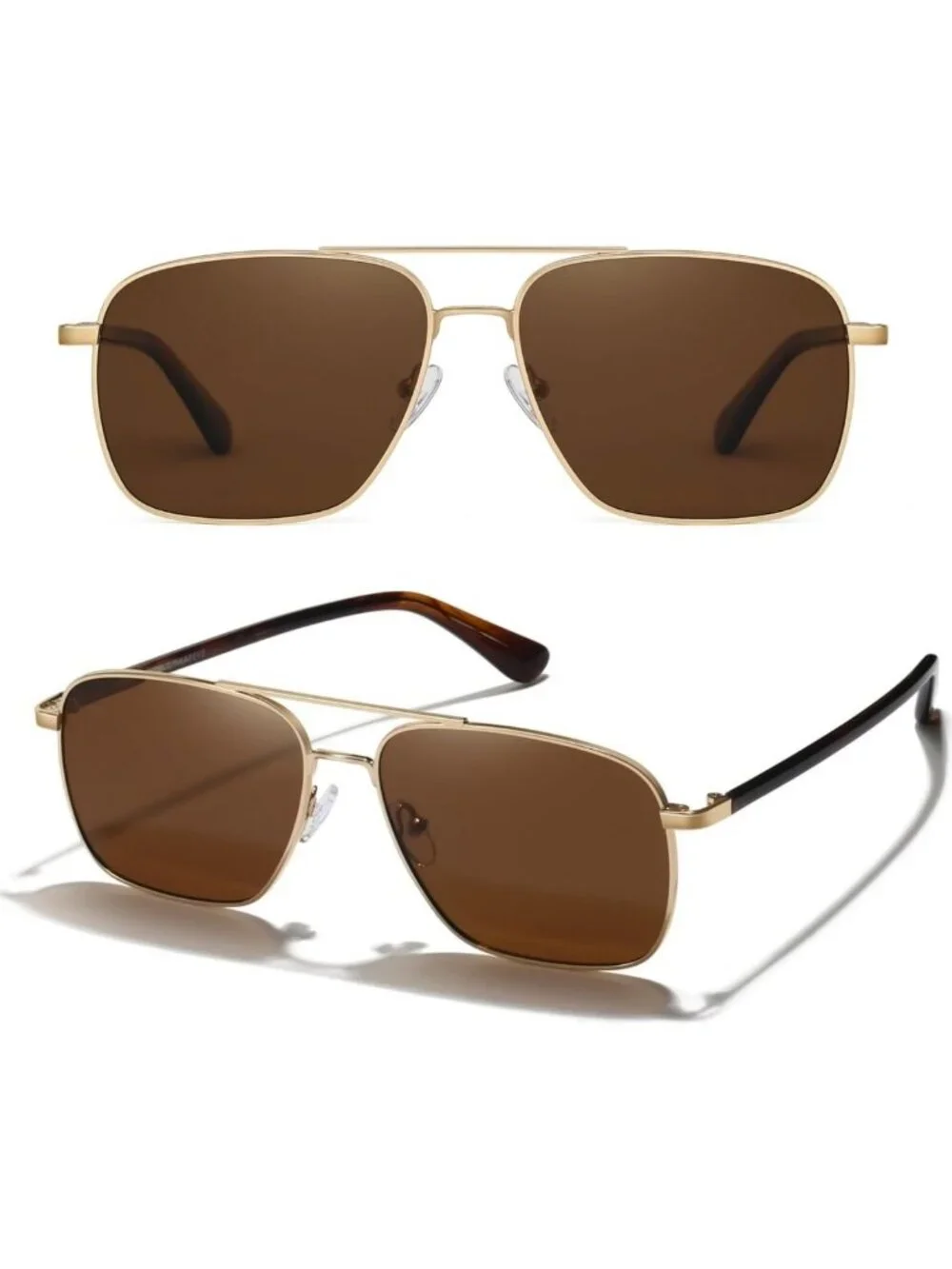 Stylish Polarized Square Aviator Sunglasses for Men - 58mm XL Large Shades