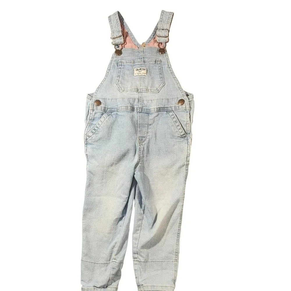OshKosh B'gosh Overalls Girls XS Blue Denim Vestbak One‎ Piece Light Wash Bib