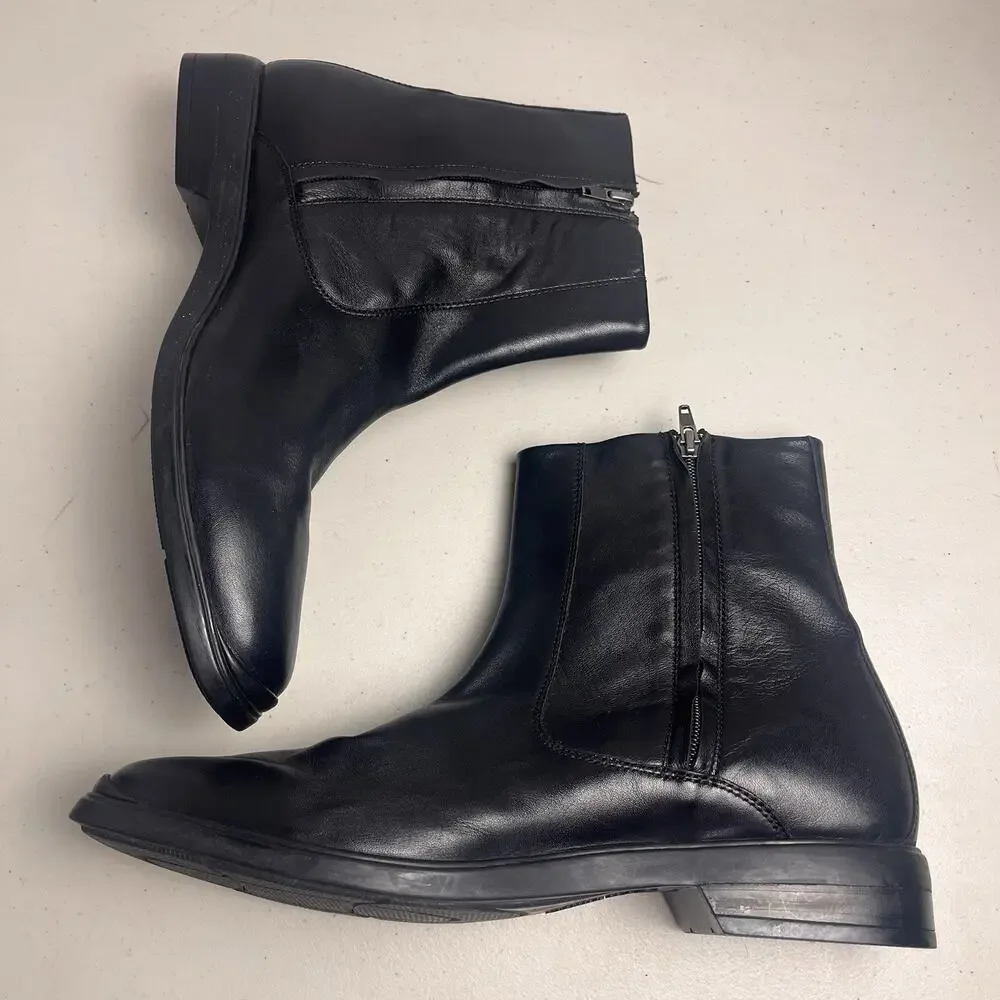 Cole Haan Black Leather Waterproof Side Zip Boots NikeAir Sole Men's 11M C09035