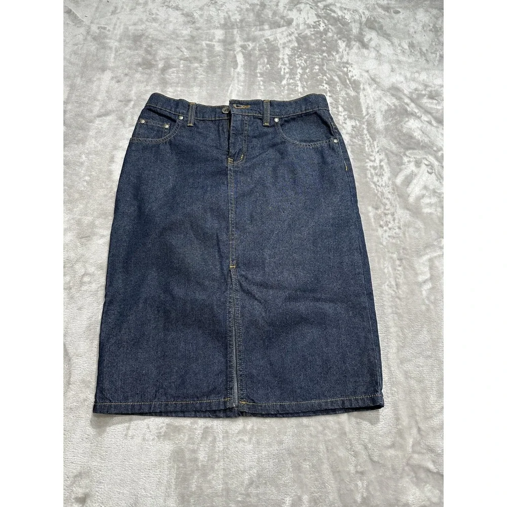 Hydraulic Denim Skirt Women's Size 7/8 Blue Vintage Zip Up‎ Front 5 Pocket EUC