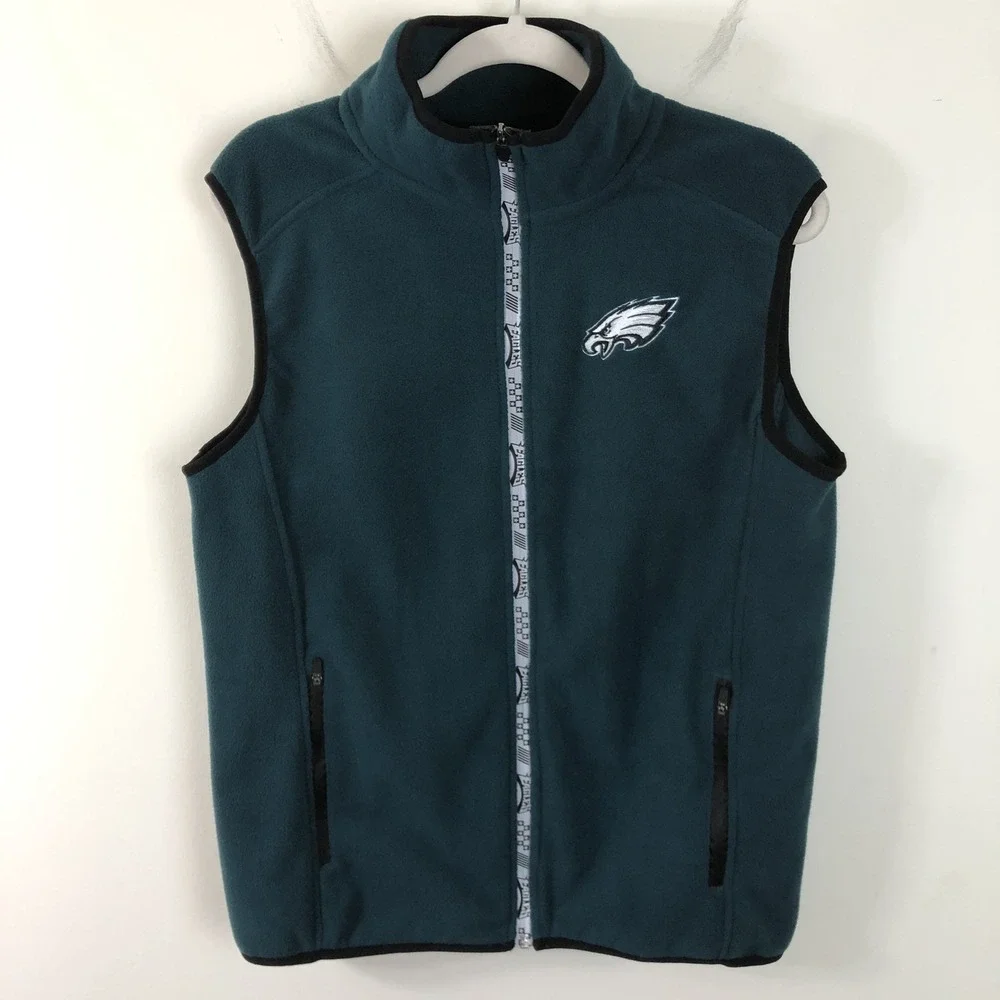 Philadelphia Eagles NFL Team Apparel Full Zip Fleece Vest Men's Sz S Green