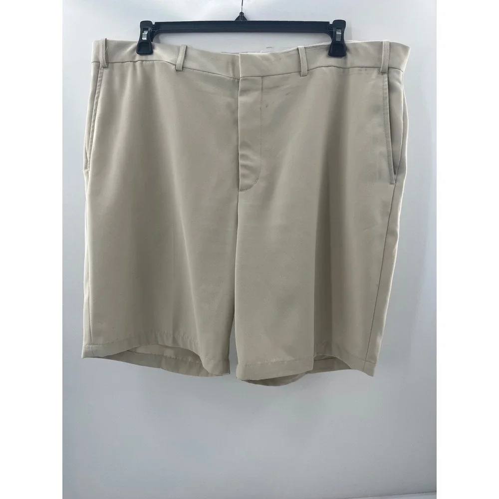 Walter‎ Hagen Mens Golf Shorts Tan Khaki Flat Front W42 Athletic Performance