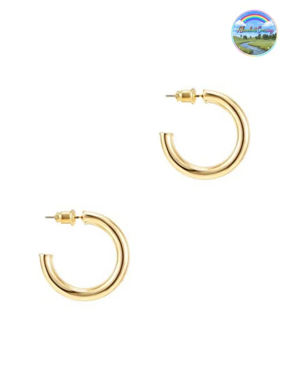 14K Gold Plated Vermeil 30mm Chunky Hoop Earrings for Women Lightweight