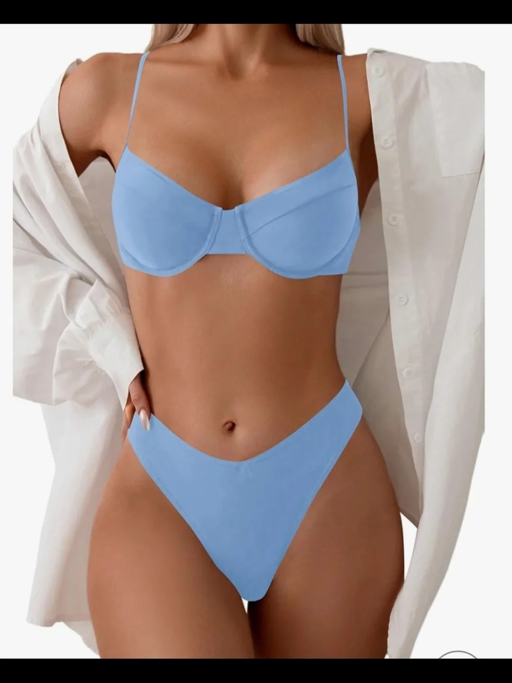 Light Blue Underwire Bikini Set Swimsuit‎ Swimwear Size Woman Medium