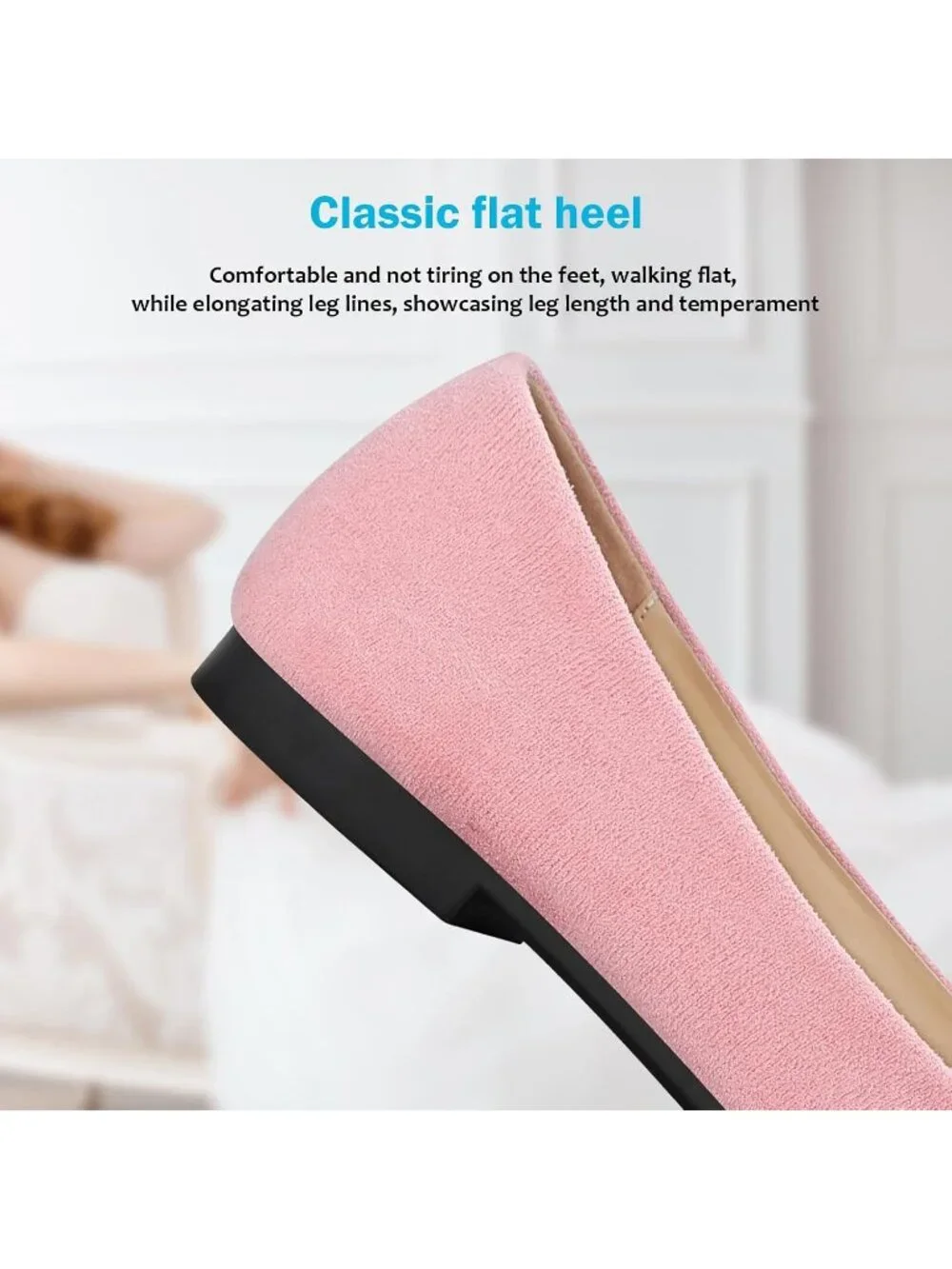 Women's 05-Pink Pointed Toe Pearl Flats Comfort Non Slip Soft Sole Office Shoes