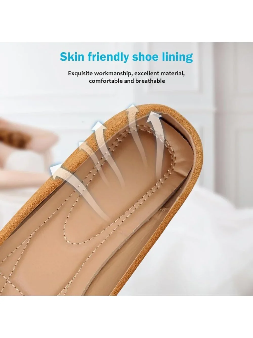 Women's 04-Brown Pointed Toe Pearl Flats Comfort Non Slip Soft Sole Office Shoes