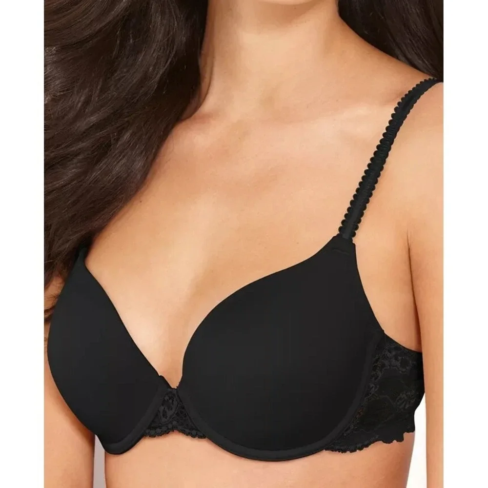 Wacoal French Garden Contour Bra 85340 Floral Black Lace NWT 38DD Wired‎