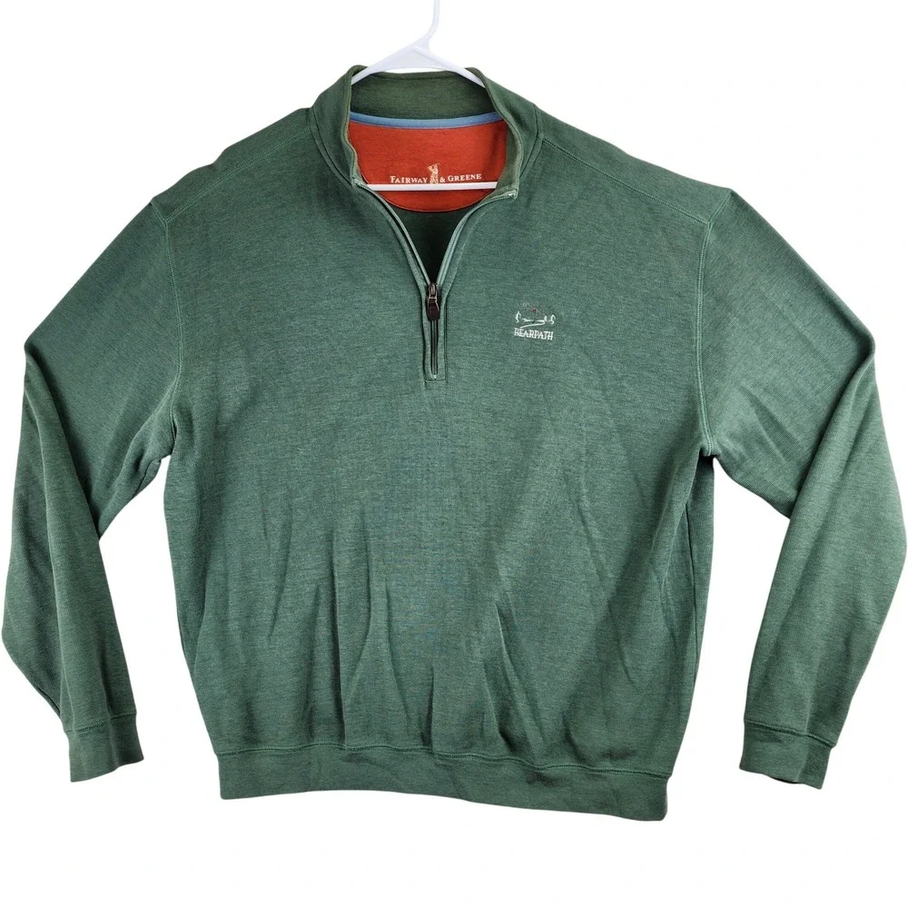 Fairway & Greene Bearpath Quarter Zip‎ Pullover Mens XL Green Tencel Golfcore