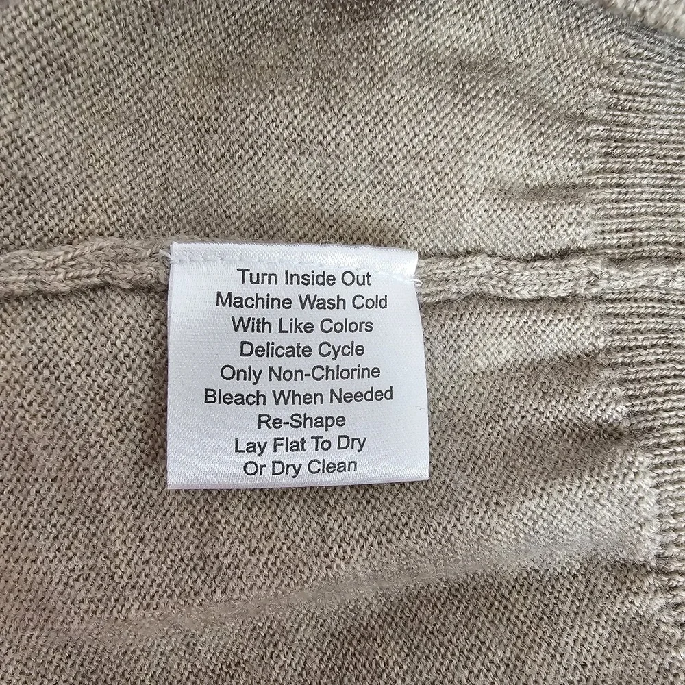 Jos A Bank Sweater Mens 2XLT Traveler Beige Merino Wool V Neck‎ Ribbed Cuffs