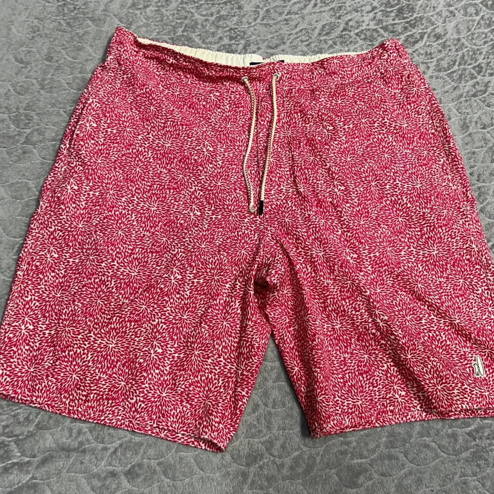 Johnnie O Mens Swim Trunks Shorts Pink Floral‎ Dandelion Print Size Medium