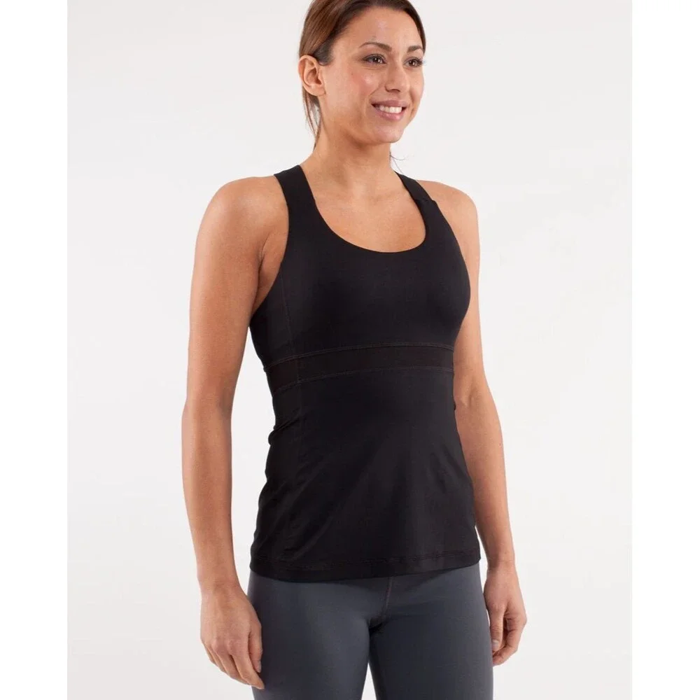 Lululemon Women's Black Athleisure Built In Bra Criss Cross Swift Tank 4