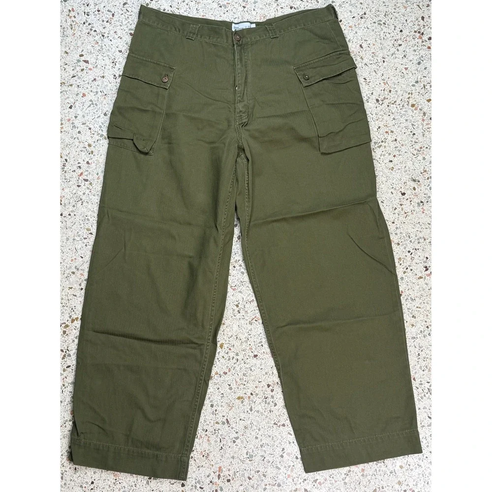Ouigi Theodore for Sun + Stone Green Mens Button Fly Utility Cargo Pants Size 38