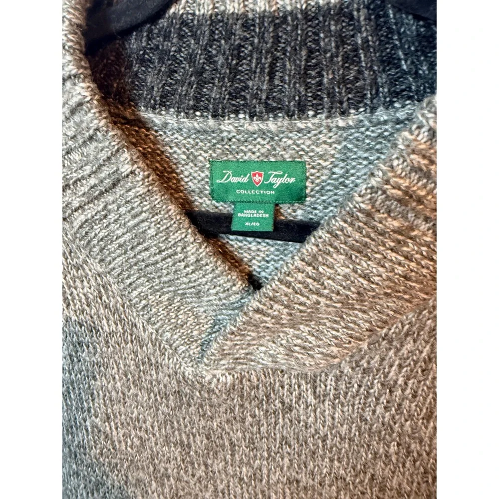 David Taylor Collection Mens XL Gray‎ Speckled Knit V Neck Pullover Sweater