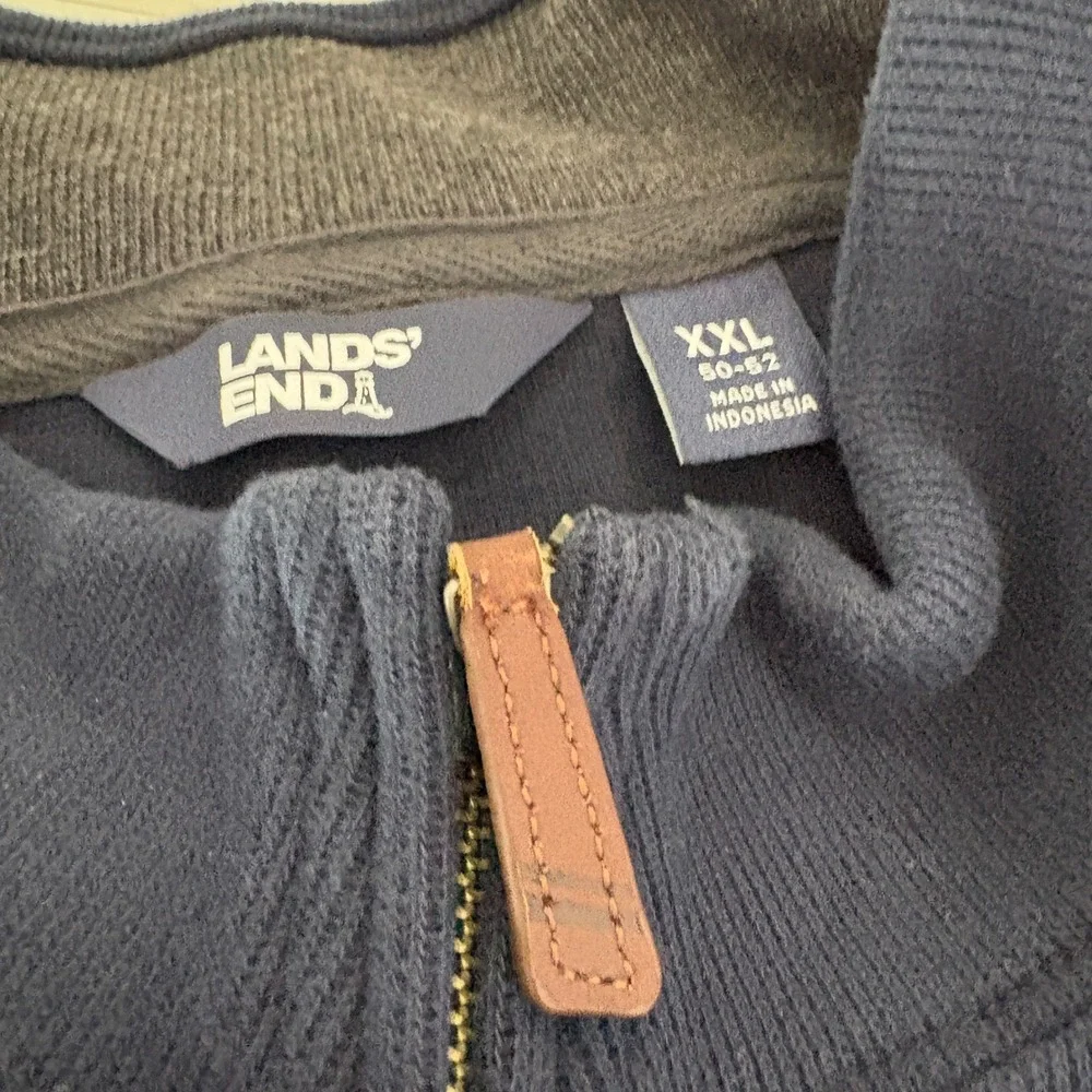 Lands End‎ Mens XXL Navy Blue 100% Cotton Quarter Zip Pullover Sweater RN 62830