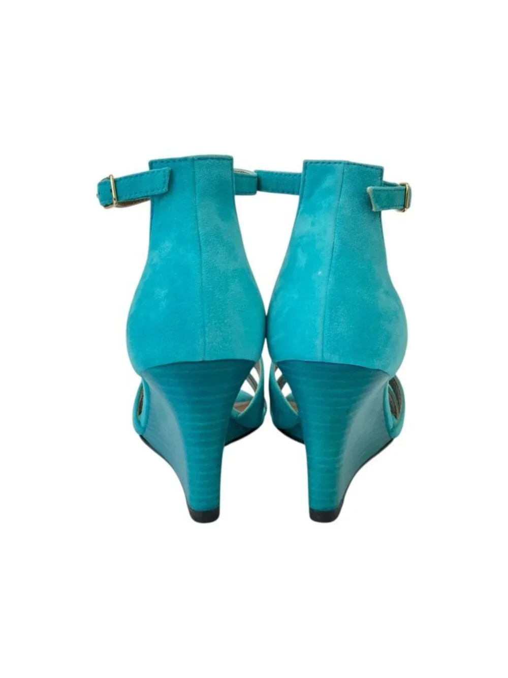 Hermes Legend H Motif Wedge Sole Sandals Turquoise Blue