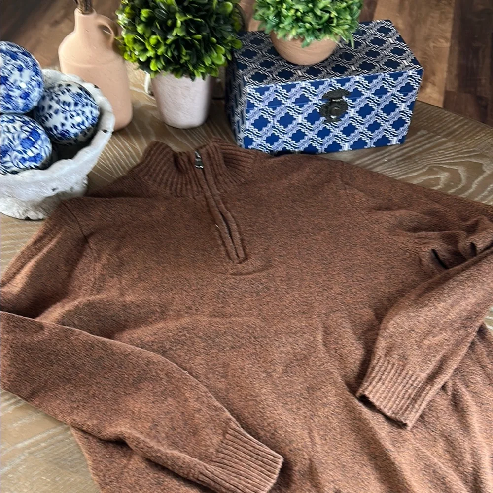 Men’s Croft and Barrow Brown Quarter Zip Chocolate Brown Marled Sweater