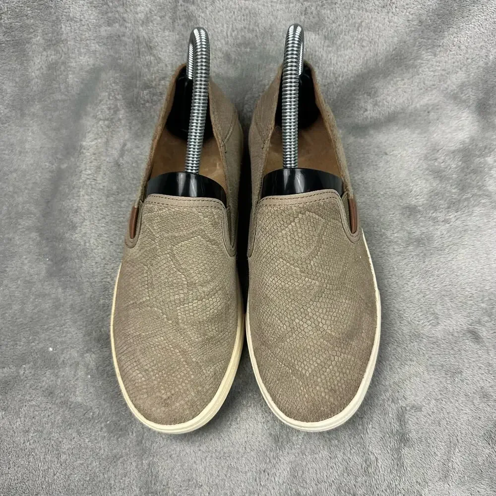Olukai Pehuea Leather Women Size 6‎ Tan Snakeskin Embossed Slip On 20329-LH10