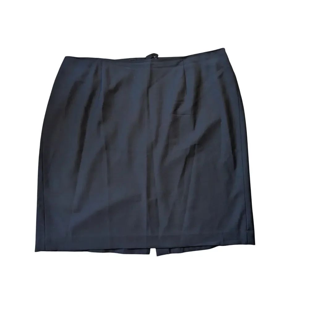 Talbots Woman Petites Size 18WP Color Black Back Zip Pencil Skirt Back Vent