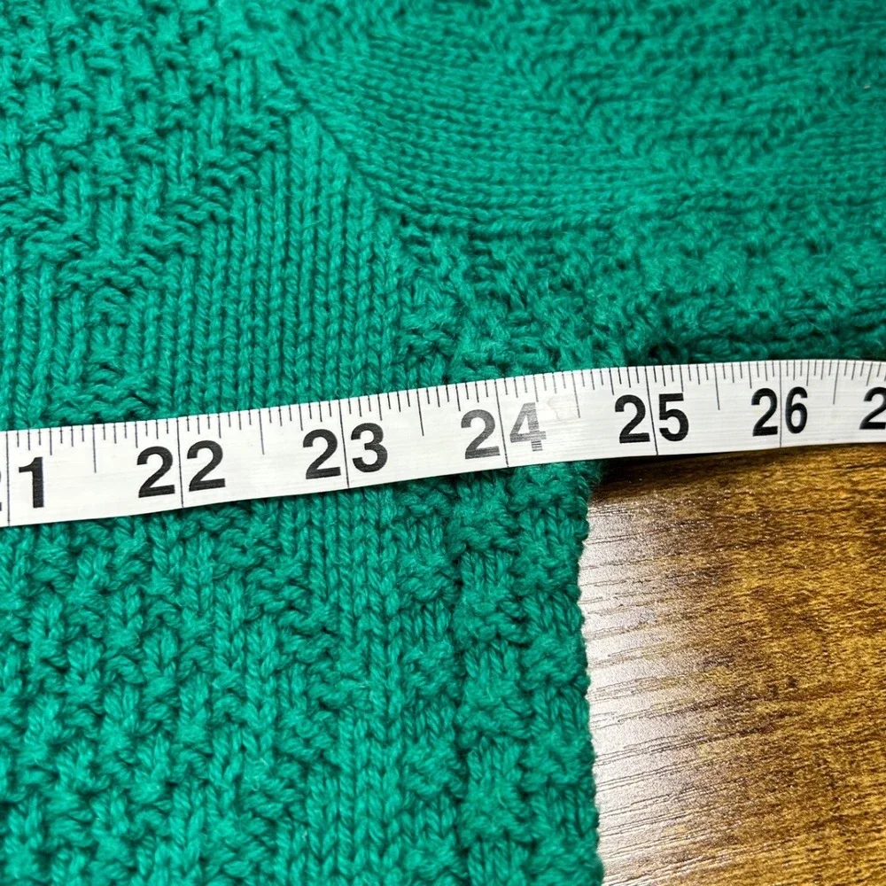 VTG 80s 90s Rowing Club Green Textured Cotton‎ Knit Sweater Made in USA Men L