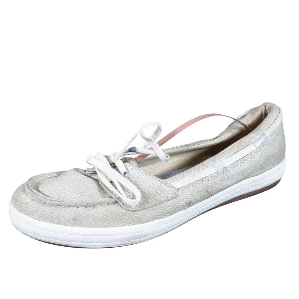 Keds Glimmer Lurex Womens Canvas Sneakers Size‎ 10 Beige Lace-Up Casual