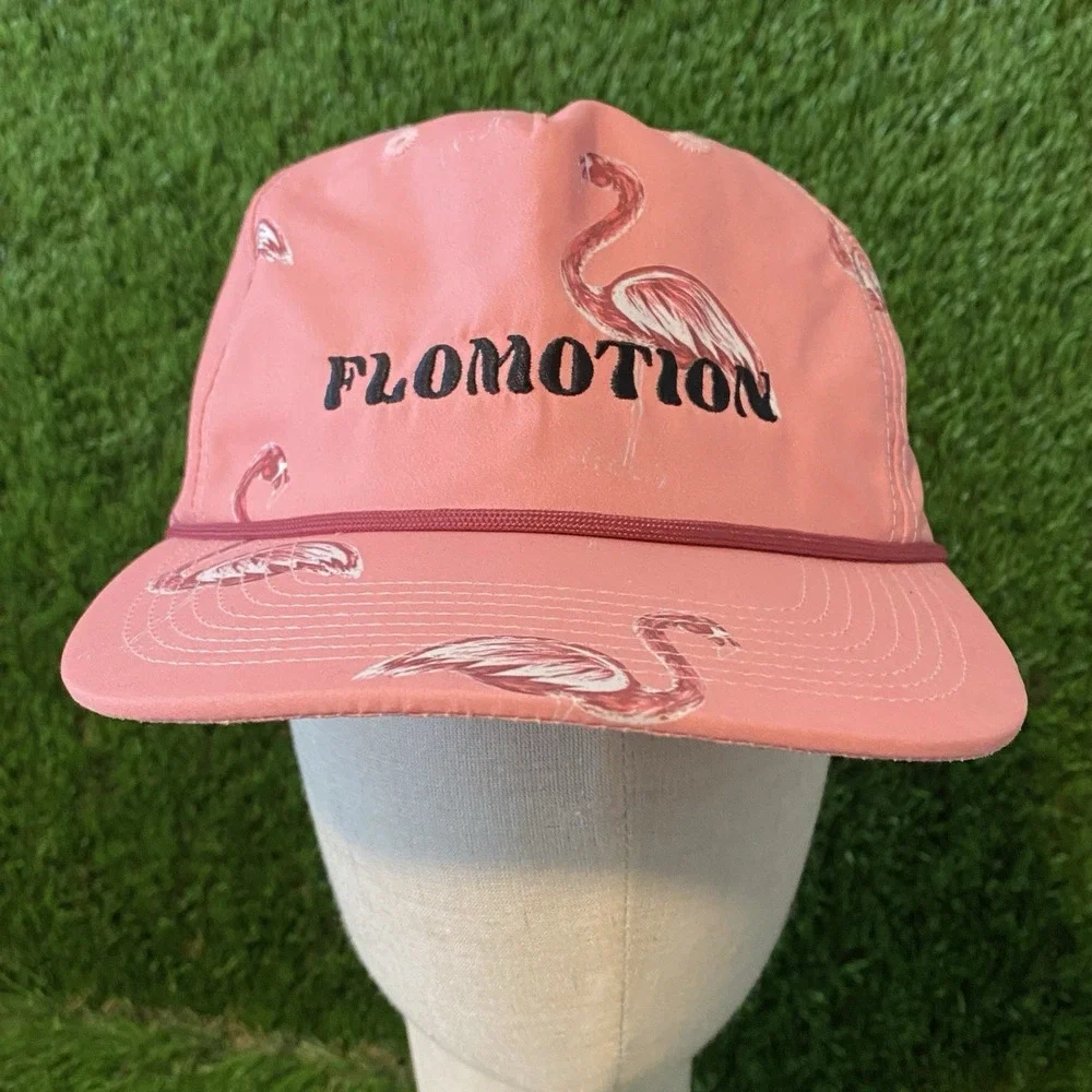 Flomotion Pink Flamingo Snapback Hat Performance‎ Golf Beach Graphic Florida