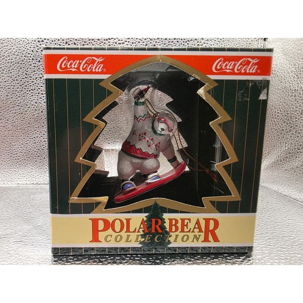 VINTAGE 1996 COCA-COLA POLAR BEAR COLLECTION POLAR BEAR SNOW BOARDING 3.5