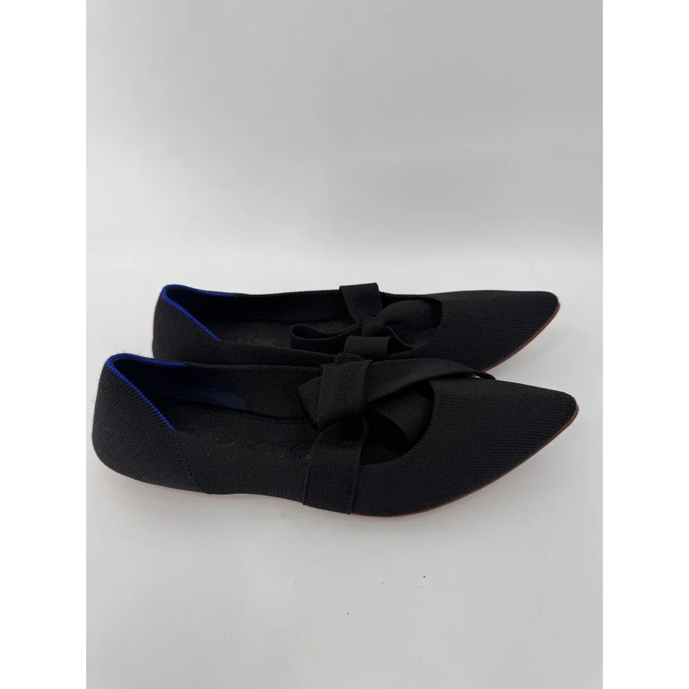 Rothy's‎ The Point Bow Flat Women 10 Black Pointed Toe Knit Shoes