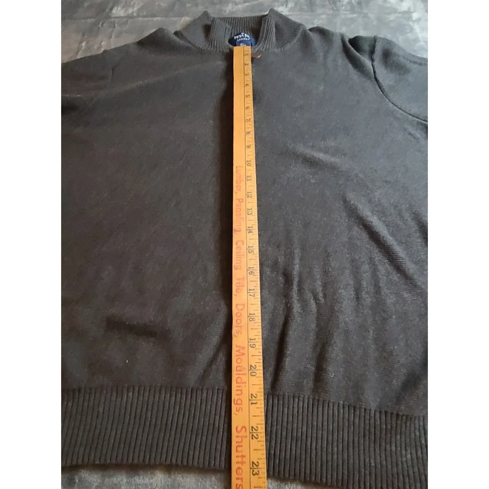 Savile Row Mens Jumper L Blk Sweater High Neck 1/4 Zip Pullover Knitted‎ Cotton