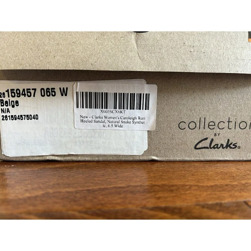 Clarks Women's Caroleigh‎ Rori Heeled Sandal Biege Snake Print 6.5 W NEW