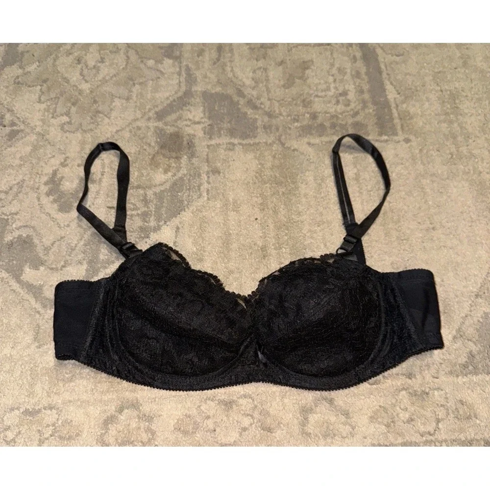 VTG Adonna JCPenney Sz 38B 2201 Bra Underwire Lined‎ Black Lace Women