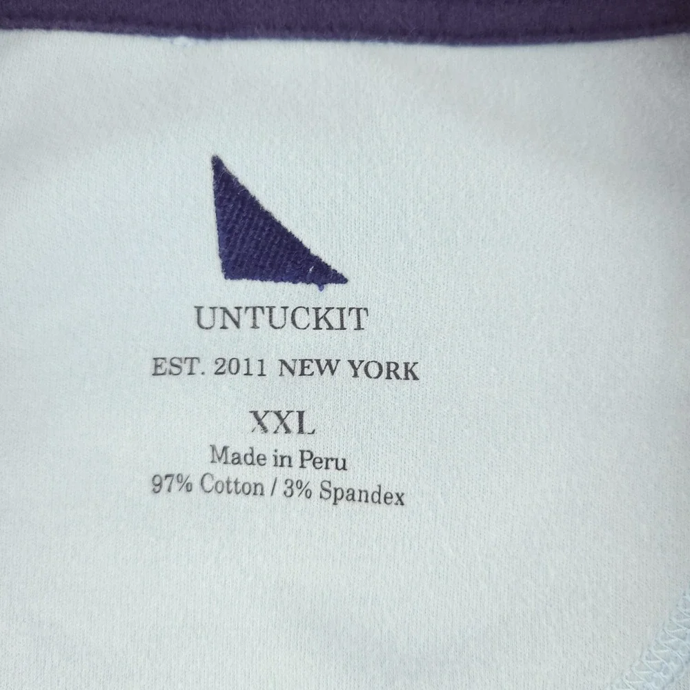 UNTUCKit Sweater Mens 2XL Blue Cotton Spandex 1/4 Zip Mock Neck Knit Pullover