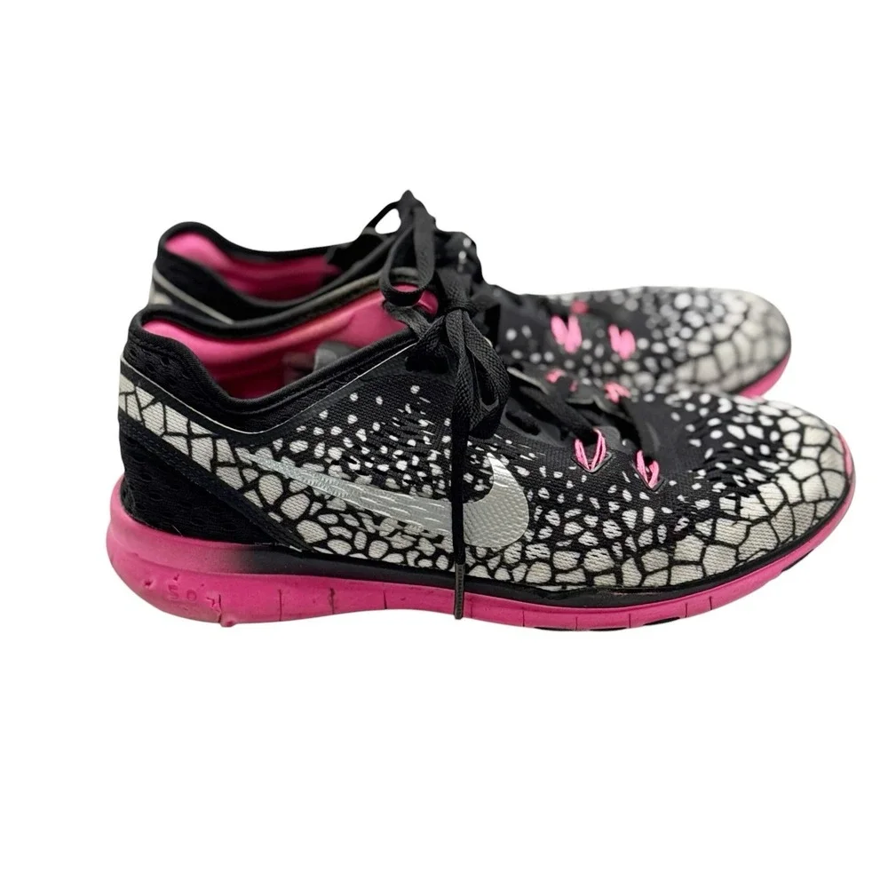 Nike Free 5.0‎ TR Fit 5 Print Black Pink Running Shoes 704695-012 Women's Size 6
