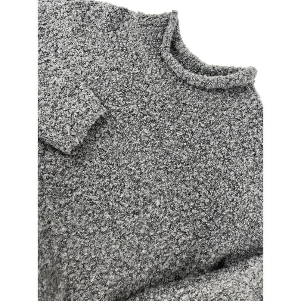 CRISTINA‎ Mock Neck Textured Knit Pullover Sweater Women's Size L Gray