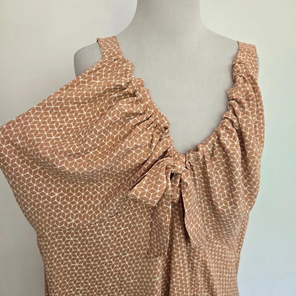 NWT Abercrombie & Fitch Babydoll Midi Slip Dress Coquette Cinched Neck Women XXL