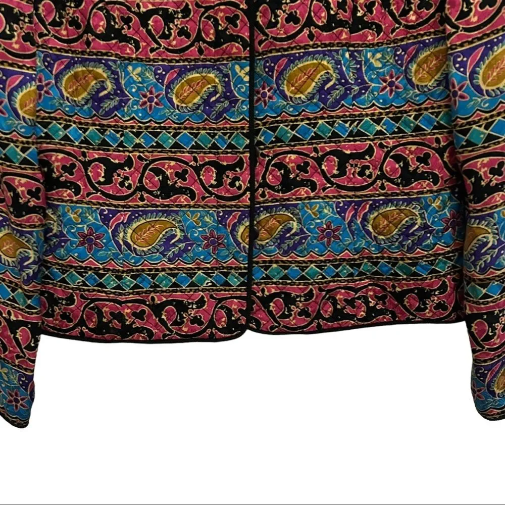 MAGGY LONDON Vintage Mixed Prints Long Sleeve Silk Jacket 12