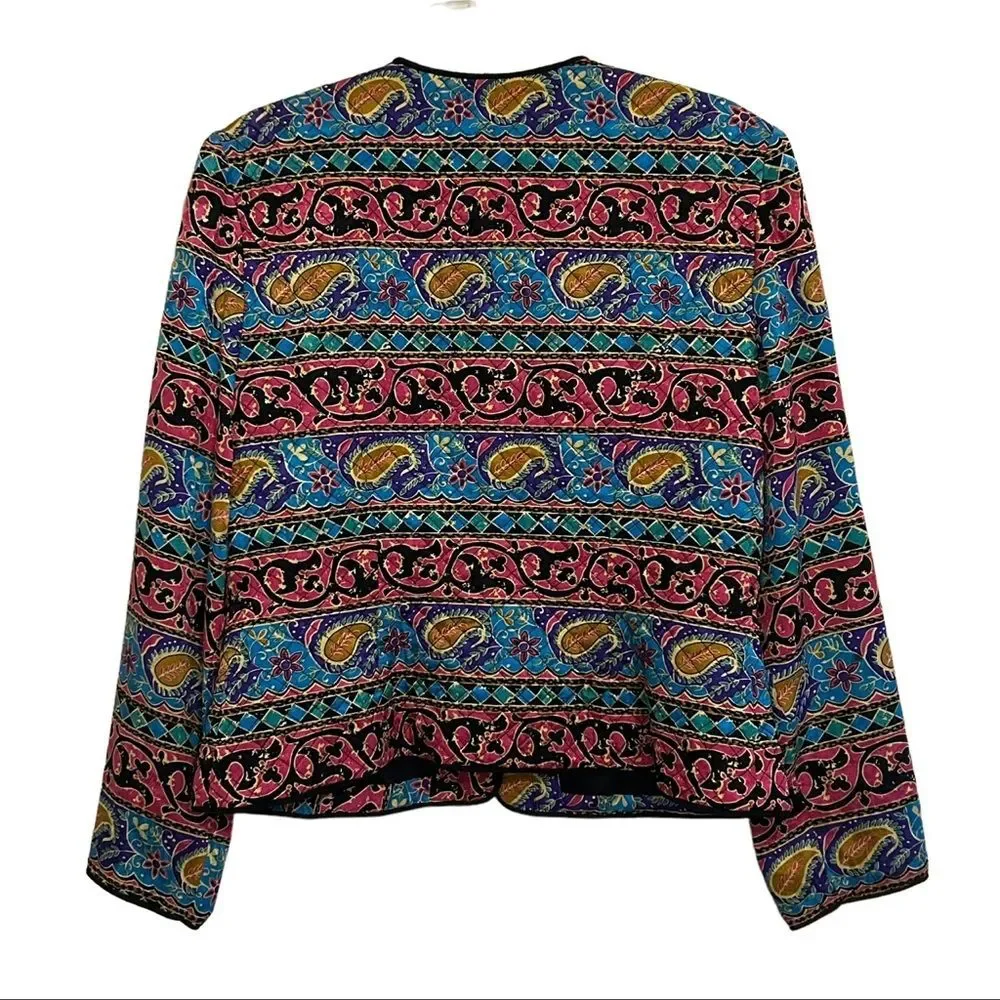 MAGGY LONDON Vintage Mixed Prints Long Sleeve Silk Jacket 12