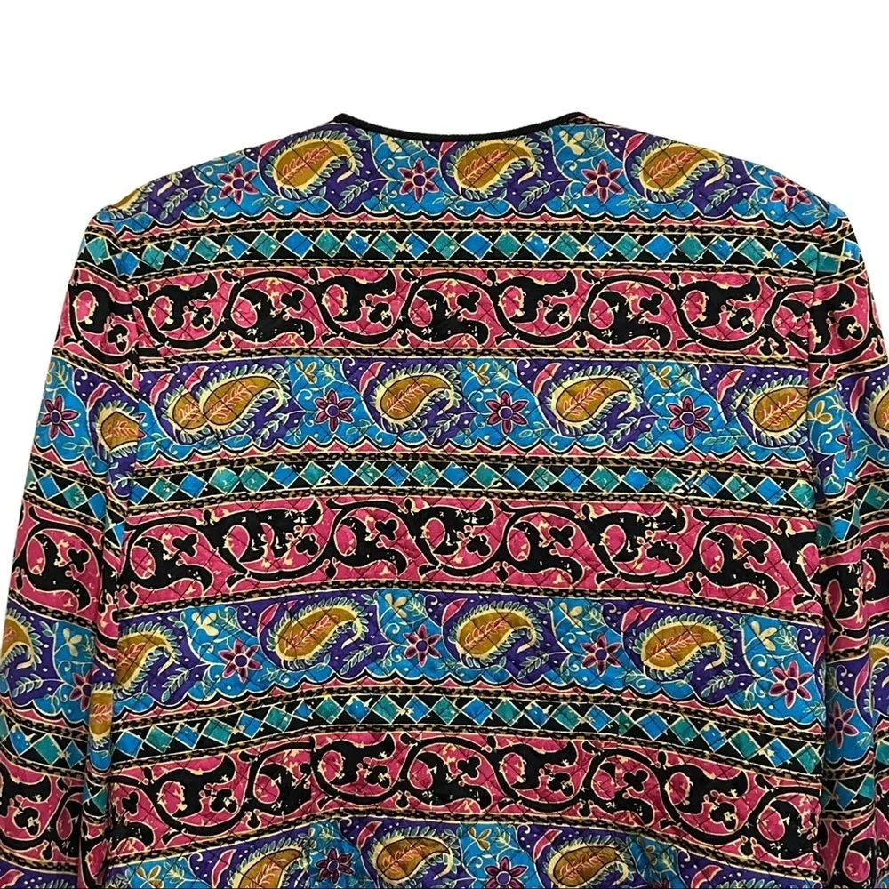 MAGGY LONDON Vintage Mixed Prints Long Sleeve Silk Jacket 12
