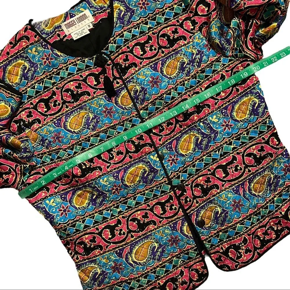 MAGGY LONDON Vintage Mixed Prints Long Sleeve Silk Jacket 12