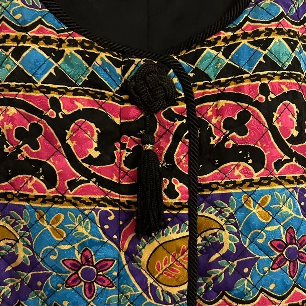 MAGGY LONDON Vintage Mixed Prints Long Sleeve Silk Jacket 12