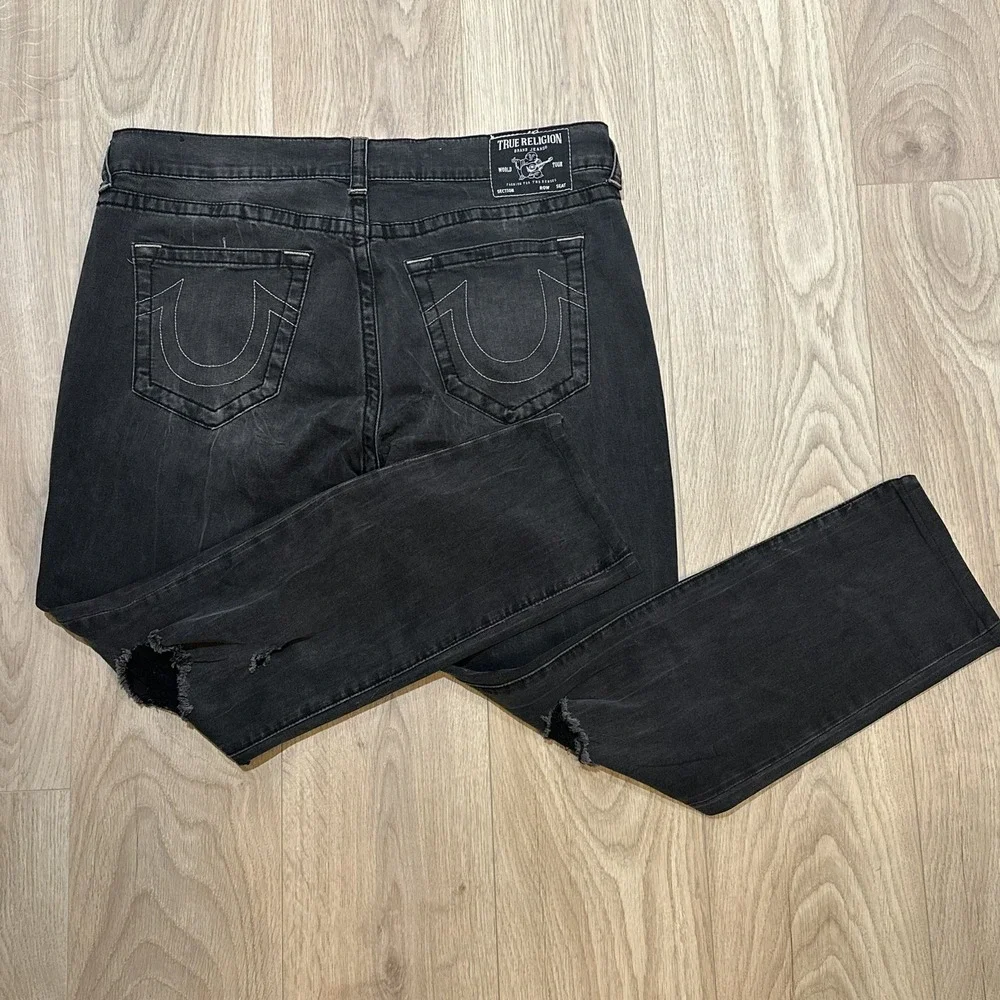 True Religion Jeans Rocco Skinny‎ Mens 38x29 Grey Roasting Wash. Distressed EUC