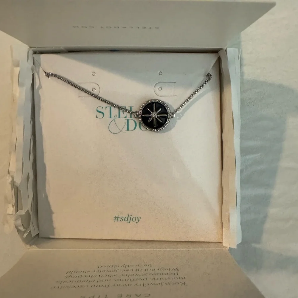 Stella & Dot Silver and Black Statement Bracelet (Adjustable)