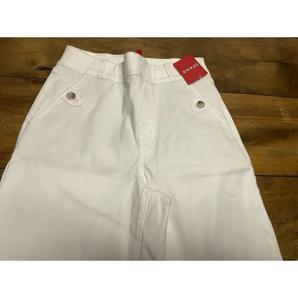SPANX Stretch Twill Cropped Wide Leg Pant Bright White Size XS NWT