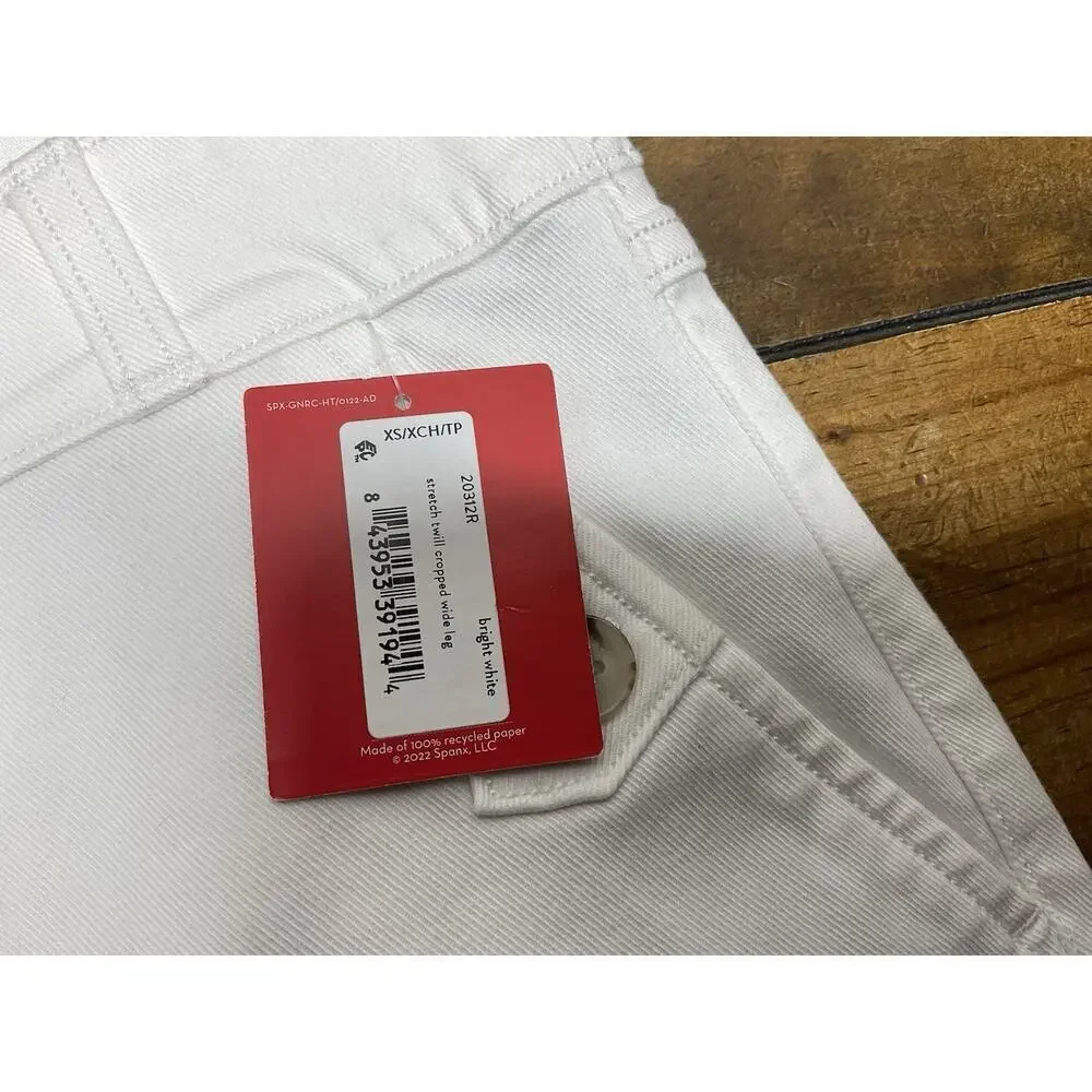 SPANX Stretch Twill Cropped Wide Leg Pant Bright White Size XS NWT