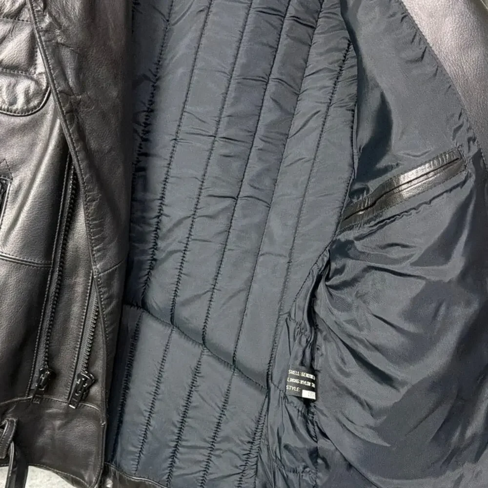 Vintage 1998 Wilsons Leather Moto Jacket Mens 40 Black Biker Y2K Motorcycle