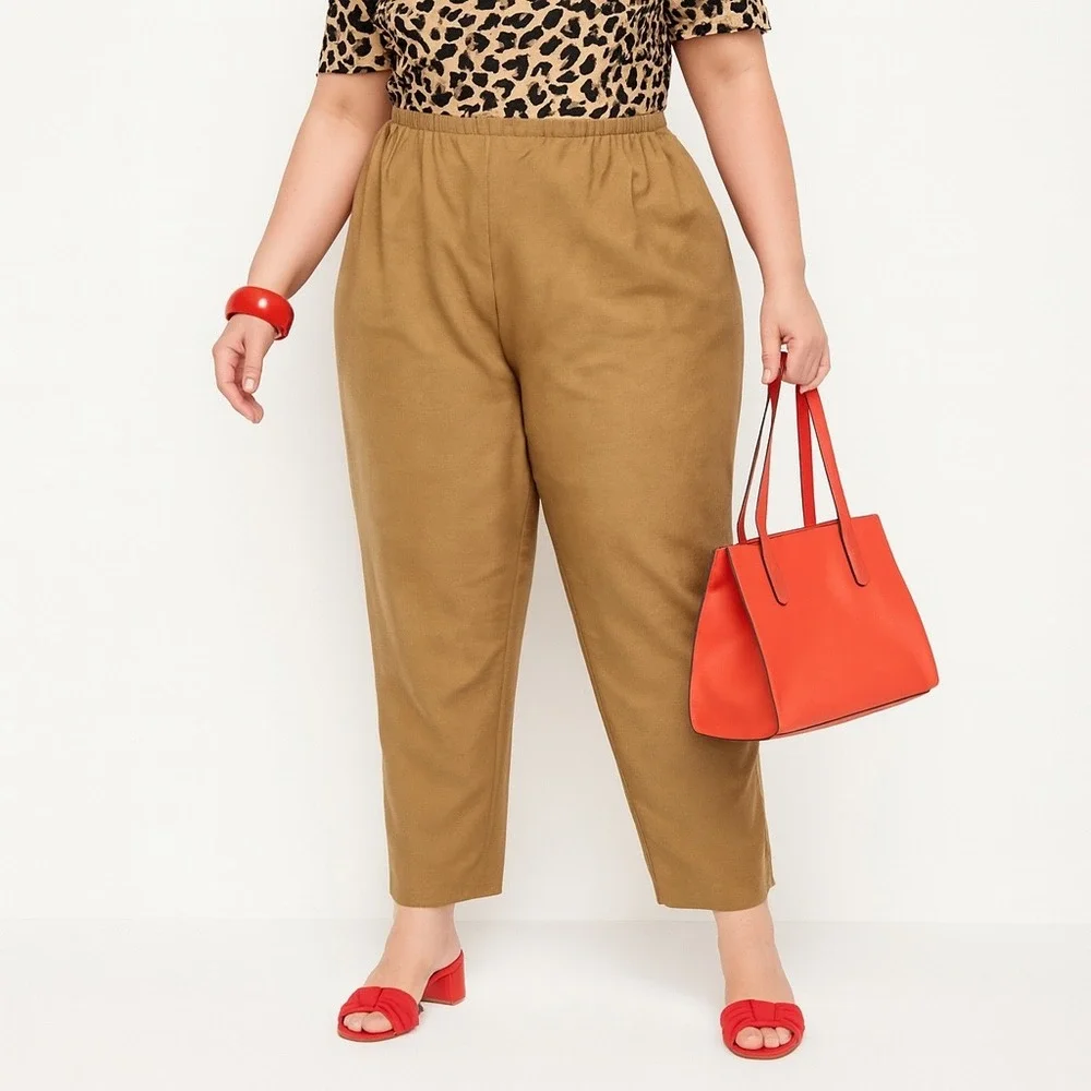 Koret Woman Plus Size 22W Camel Tan Faux Suede Stretch‎ Pull On Pants Dressy