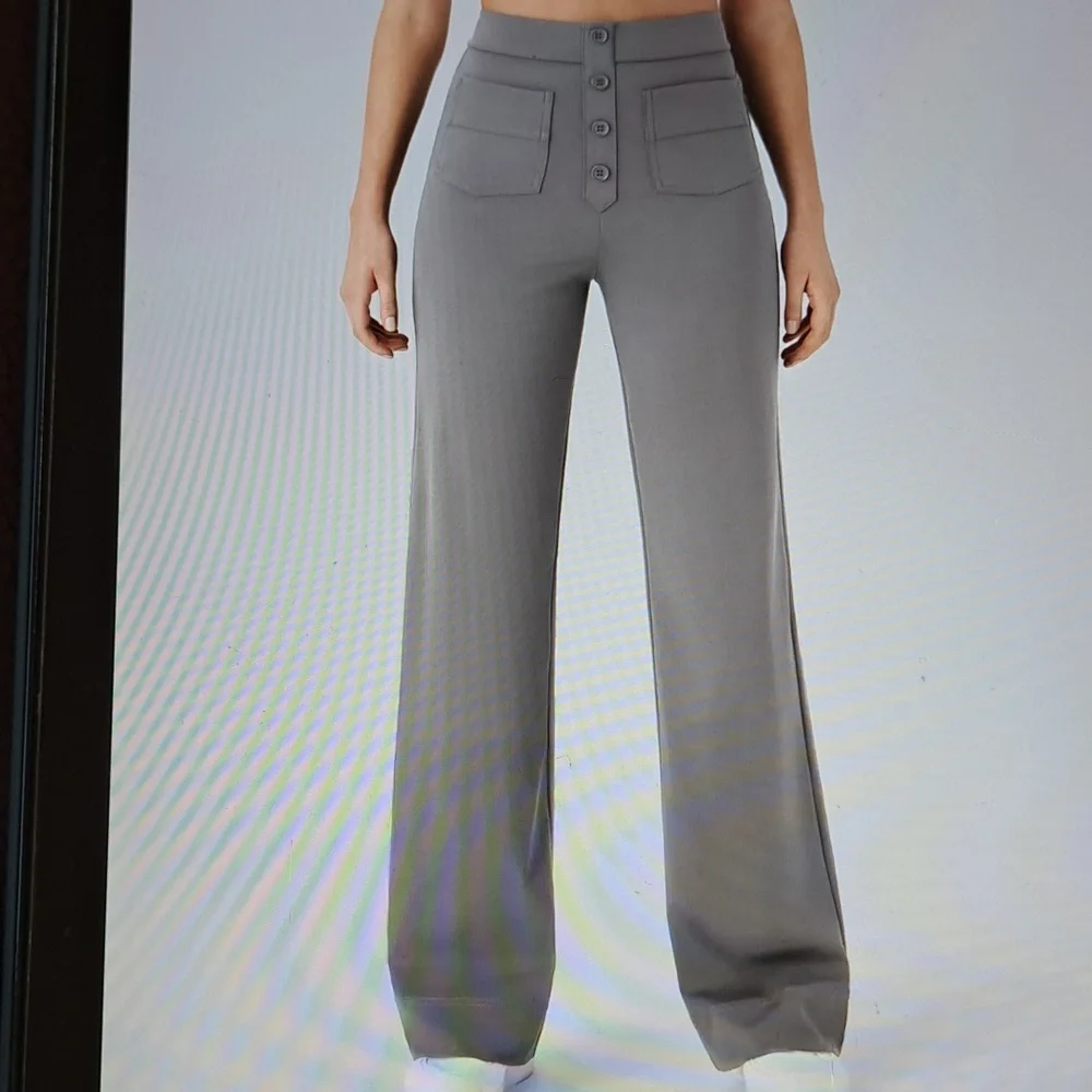 XLARGE    HALARA  HIGH WAISTED BUTTON STRAIGHT LEG CASUAL PANT