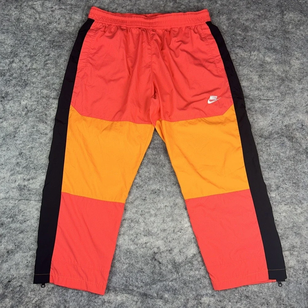 Nike NSW Sportswear Woven Zip‎ Trackpants Coral Orange Black Mens XL BV5387-850