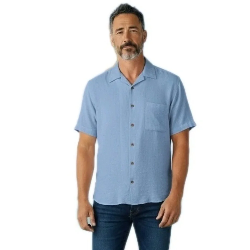NWT Caribbean Silk Cotton Blend Camp Shirt Resort Vacation Coastal Wear‎ Dadcore