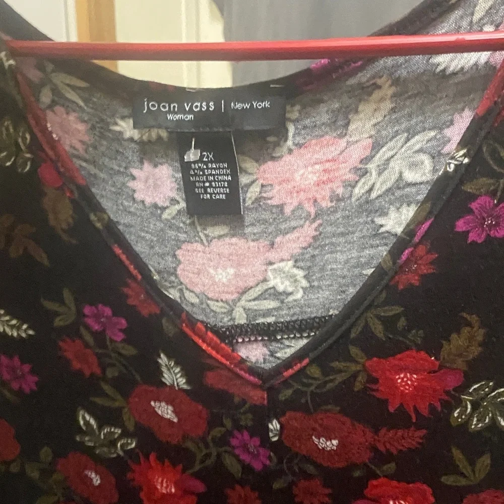 Joan Vass Gray and Pink Floral Top
